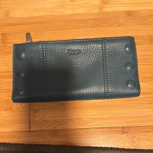 Hammitt Blue Leather Wallet with Rivet Details
